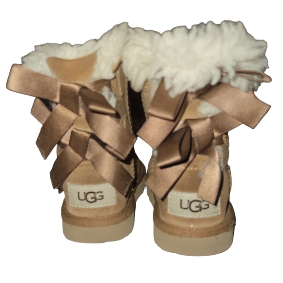 UGG  Bailey Bow II Chestnut Kids Wool Blend Lined Satin Bow Boot 6 - Picture 5 of 10